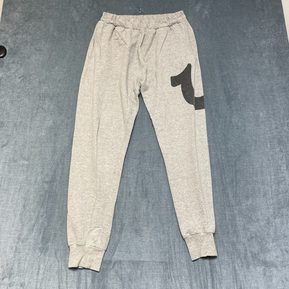 True Religion Loungewear Pants Mens 30x29.5 Gray Logo Fleece Lined Tapered Leg